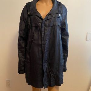 DKNY Women’s Dark Blue Hooded Raincoat Sz. Medium